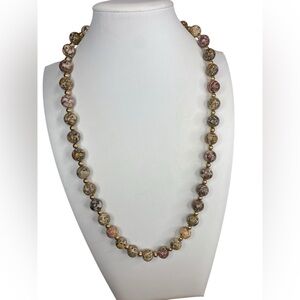 Pull Over Moss Agate Stone Necklace Excellent Condition